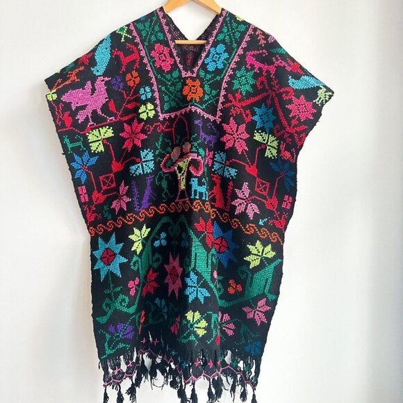 Vintage Colourful Embroidered Poncho Cape - Picture 8 of 8